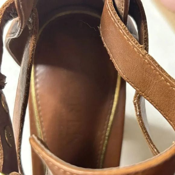 RALPH LAUREN Cognac Leather Open Toe Back Logo Zip FIANA Booties Size 8B - Picture 7 of 9